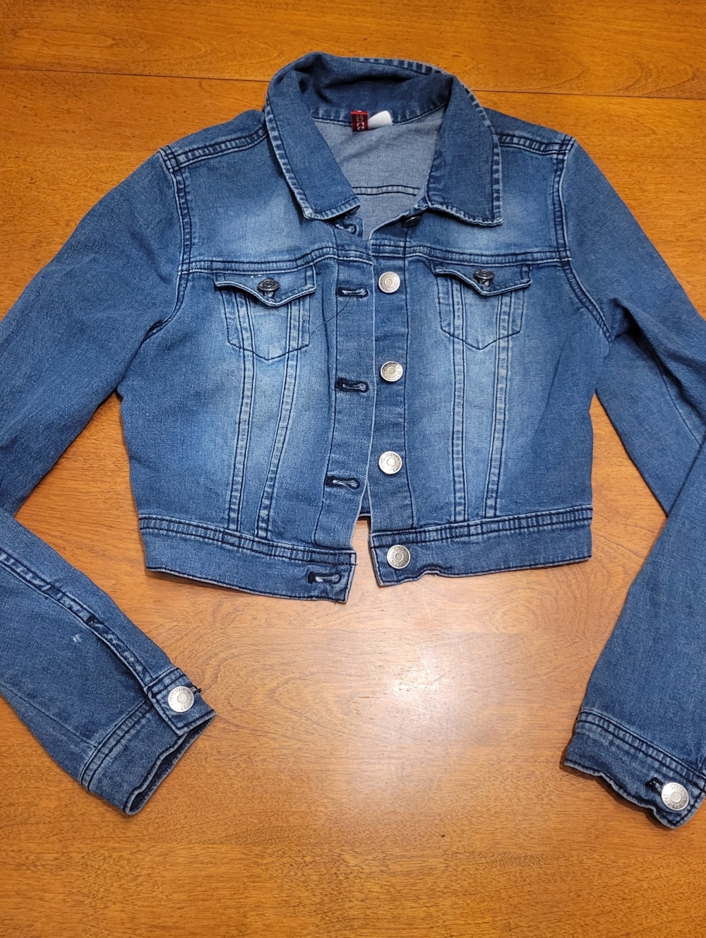 H&M Cropped Blue Denim Jacket | XS